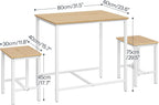 HOOBRO 3-Piece Industrial Dining Table Set, Kitchen Table, Space Saving Dinette for Kitchen, Dining Room, Small Space, Breakfast Nook, Living Room, Party, Natural and White WN75CZ01G1
