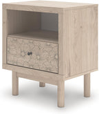 Signature Design by Ashley Birkmore Nightstand Bedside Charging Station with USB Port, Engineered Wood and Decorative Laminate, Youth Bedroom Bedside Table, Tan