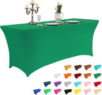IVAPUPU 6FT Table Cloth for Rectangular Fitted Events Stretch Emerald Green Table Covers Washable Cover Spandex Tablecloth Protector for Party, Wedding, Cocktail, Banquet, Festival