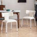 Kidol & Shellder Dining Chairs Set of 6, Modern Upholstered Dining Room Chairs with Curved Barrel Back, Armless Kitchen Chair with Metal Legs and Padded Seat for Living Room, Bedroom, Cafe Beige