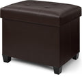 Ottoman with Storage, Rectangular Storage Ottoman, Faux Leather Ottomans with Legs for Living Room Bedroom Dorm, 23.6" D x 17.7" W x 19.9" H, Brown