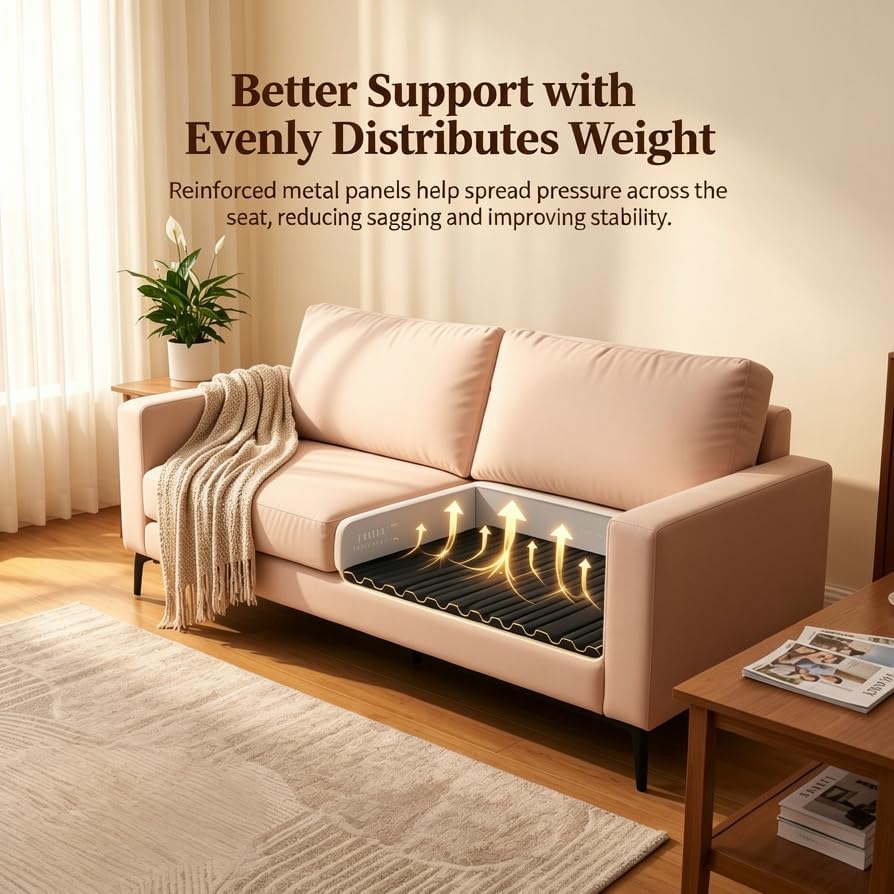 Iron Couch Cushion Support Board-21.5x70" Ultra-Thin Heavy-Duty Steel | Stronger to Fix Sagging Couch Support, Invisible&Lasting Than Wooden Sofa Supports，Adjustable Foldable for 2–3 Seater Couches