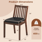Giantex Wooden Dining Chairs Set of 2, PU Leather Upholstered Kitchen Chairs w/Rubber Wood Frame, Padded Seat, Slatted Backrest, Farmhouse Dining Side Chairs for Dining Room, Living Room