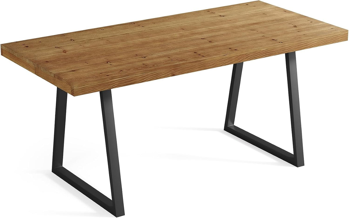 63" Industrial Dining Table for 4-6 People, Solid Wood Rectangular Kitchen Table with Heavy-Duty Metal Legs for Home, Dining Room, Small Space, Rustic Brown