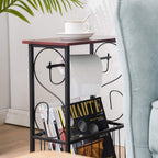 Side Table,Narrow End Table for Small Spaces,Snack Couch Table with Holder,Nightstand for Living Room,Bedroom,Office,Bathroom,Balcony (Coffee)