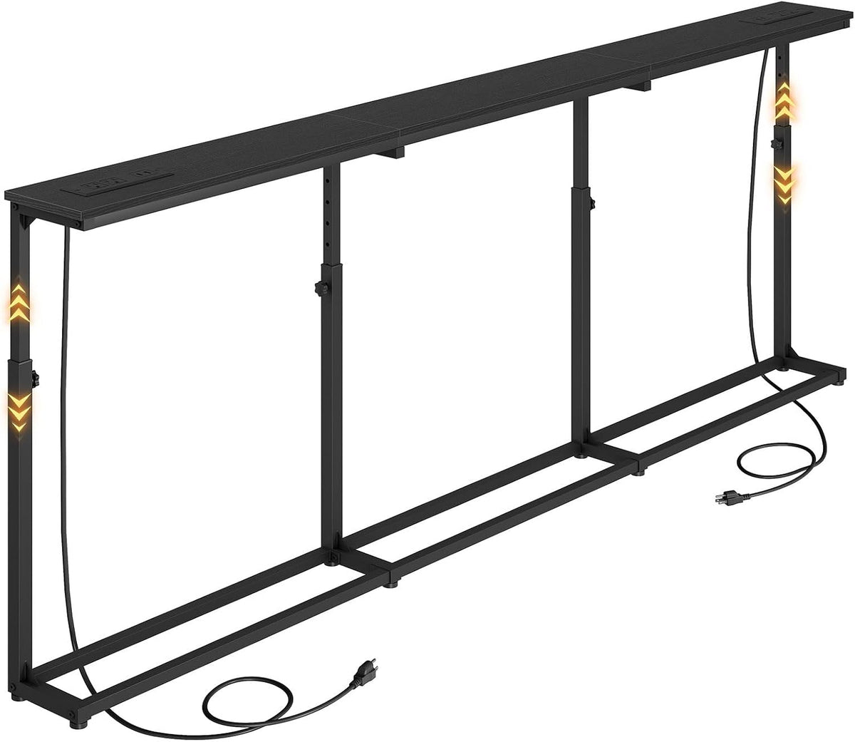 HOOBRO 78.7 Inch Narrow Console Table with Adjustable Height (25.5"-33.4") | 5.9" Sofa Table with Power Outlets, Skinny Behind Couch Table for Small Spaces, Black BB200UXG01