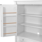 Freestanding 77.3" Tall Storage Cabinet, Wooden Pantry，White | Retro Large Kitchen Pantry, 2 Adjustable Shelves, 5 Drawers, 6 Door Shelves
