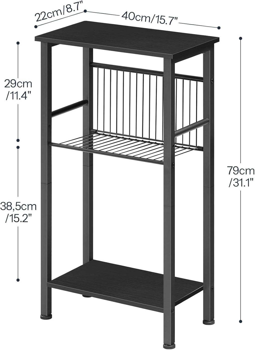 HOOBRO 15.7" Narrow Console Table for Small Space, 3 Tier Entryway Table with Adjustable Shelf, Behind Couch Table, Sofa Table, for Entryway, Hallway, Living Room, Black BB41XG01