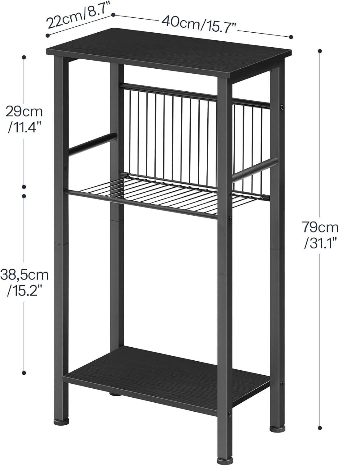 HOOBRO 15.7" Narrow Console Table for Small Space, 3 Tier Entryway Table with Adjustable Shelf, Behind Couch Table, Sofa Table, for Entryway, Hallway, Living Room, Black BB41XG01