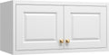 32" Wall Storage Cabinet with 2 Doors & Gold Handles | Black Metal, Hanging Design, 16D x 32W x 15H, for Bathroom & Kitchen, Anti-Tip, Easy Assembly, Hardware Included