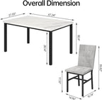 Hooseng Dining Room Table Set 5 Piece Dining Table Set Marble Dining Table 4 Chair Dining Table Set for Kitchen Living Room Breakfast Small Spaces (White & Grey)