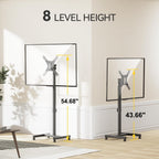 AM alphamount TV Floor Stand for 13-43 inch Flat/Curved TVs up to 44 lbs, 8 Level Height Adjustable Monitor Floor TV Stand with VESA 200x200, Portable TV Mount Stand for Living Room, Bedroom, Office