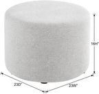 Gray 23" Round Woven Heathered Fabric Upholstered Ottoman, Outdoor Sitting Surface, Durable, Weather-Resistant, Comfortable