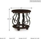 Signature Design by Ashley Frallyn Classic End Table with Curved Metal Supports, Dark Brown & Gray