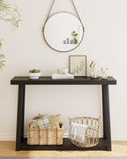 Masupu Console Table with Storage, Sofa Table with Shelf, Narrow Entryway Table for Hallway, Behind The Couch, Living Room, Foyer, Black