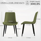 Modern Dining Chairs Set of 4, PU Leather Upholstered Dinner Chairs with Sturdy Metal Legs and Comfort Backrest, Armless Accent Side Chairs for Home Kitchen, Living Room (Green)