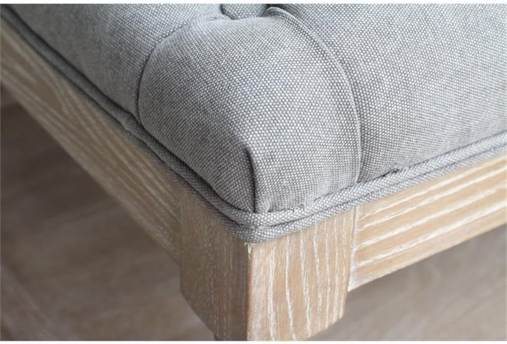 Pangea Home Athena 17" Wood Bench in Antique White & Frost Gray