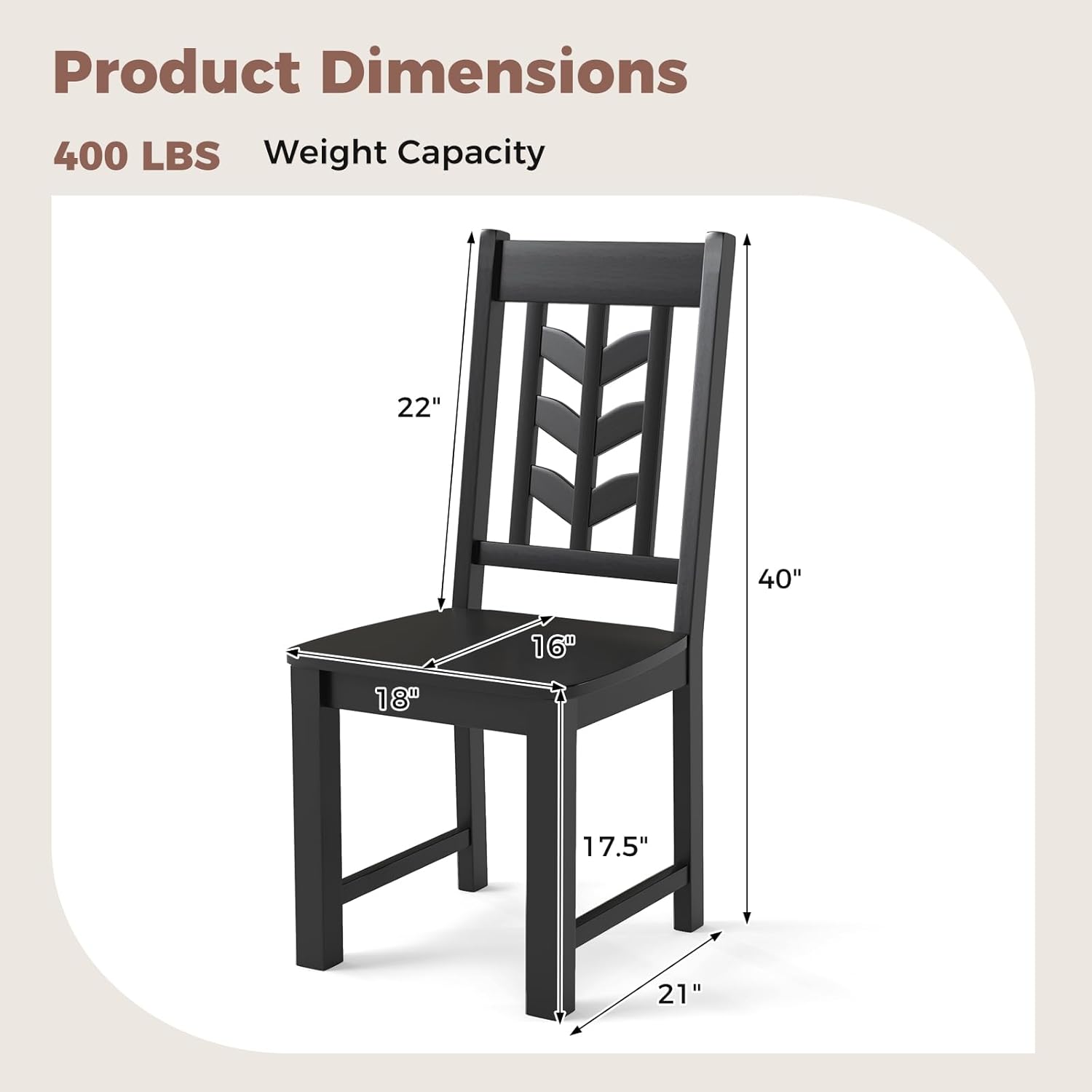 Giantex Wooden Dining Chairs Set of 4, Kitchen Chairs w/Rubber Wood Frame & Leaf-Shaped High Back, Max Load 400 LBS, Farmhouse Armless Dinette Side Chairs for Living Dining Room Restaurant, Black