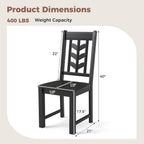 Giantex Wooden Dining Chairs Set of 2, Kitchen Chairs w/Rubber Wood Frame & Leaf-Shaped High Back, Max Load 400 LBS, Farmhouse Armless Dinette Side Chairs for Living Dining Room Restaurant, Black