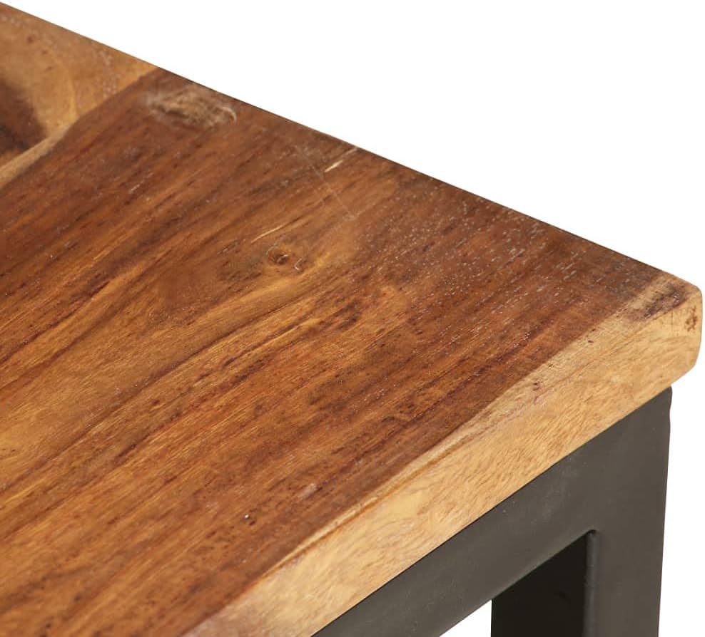 Nesting Tables 2 pcs Solid Acacia Wood | Powder Coated Steel Frame, Stackable Design, Easy Assembly, Vintage Style for Living Room