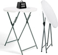 32" Round Folding Cocktail Table - HDPE Matrial Top with Steel Frame, Stable & Easy to Clean - High Top Table for Parties, Patio, Events, 4 Pack, White