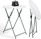 32" Round Folding Cocktail Table - HDPE Matrial Top with Steel Frame, Stable & Easy to Clean - High Top Table for Parties, Patio, Events, 4 Pack, White