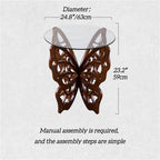 Butterfly Side Table, Tempered Glass Coffee Table with Solid Wood Base, Small Decorative End Table for Living Room, Balcony, and Bedroom(Clear)