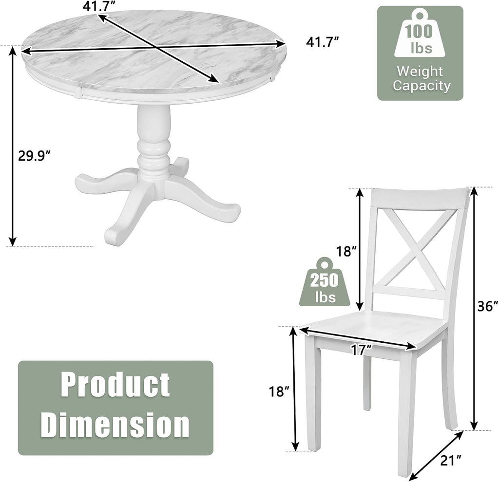 Harper & Bright Designs 5 Pieces Dining Table and Chairs Set for 4 Persons, Kitchen Room Solid Wood Table with 4 Chairs