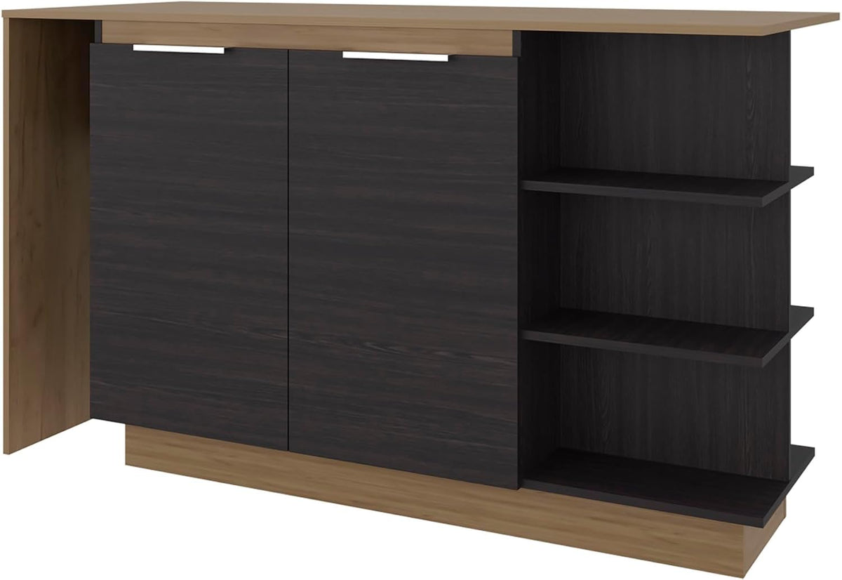 Kitchen Island with Storage Cabinet and Wine Glass Holder | Includes storage cabinet and wine glass holder for organized kitchen use