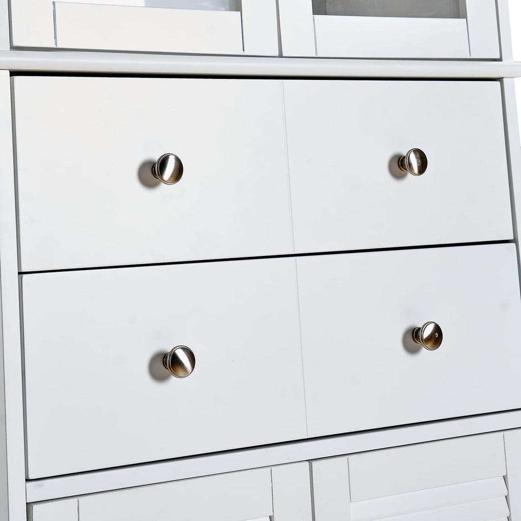 67" Tall Kitchen Pantry Cabinet with Glass Doors and Adjustable Shelves,Freestanding Kitchen Pantry Storage Cabinet with Drawer,Large Food Cupboard for Bathroom,Craft Room,Laundry Room