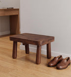 Chestnut Solid Wood Small Step Stool, Dark Brown, 11.8 x 8 x 7 in, Footrest Bench for Adults