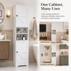 Viaozutis Tall Bathroom Storage Cabinet, Slim Freestanding Cabinet with Adjustable Shelves, Vertical Storage Organizer for Small Bathrooms, Toilet Paper & Daily Essentials Storage（White）