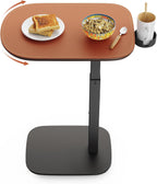 SAIJI Swivel Top TV Table Tray for Living Room Eating and Laptops | Height Adjustable, Heavy Duty Base, Large Size C Shaped Sofa Side Tables, End Tray Table, for Couch & Bedside with Cup Holder