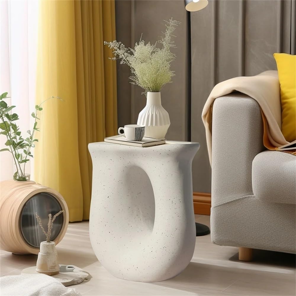 End Tables U-Shaped Geometric Concrete Decorative Table for Indoor and Outdoor Use