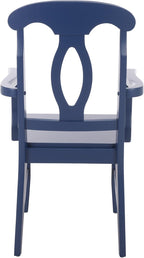 SAFAVIEH Home Collection – Hannelore Solid Wood Dining Arm Chair, Dark Blue Finish, Classic Transitional Seating Design (DCH6907D)