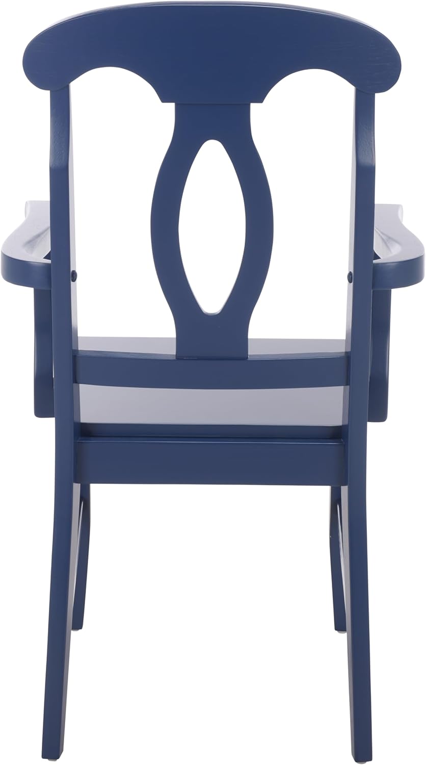 SAFAVIEH Home Collection – Hannelore Solid Wood Dining Arm Chair, Dark Blue Finish, Classic Transitional Seating Design (DCH6907D)