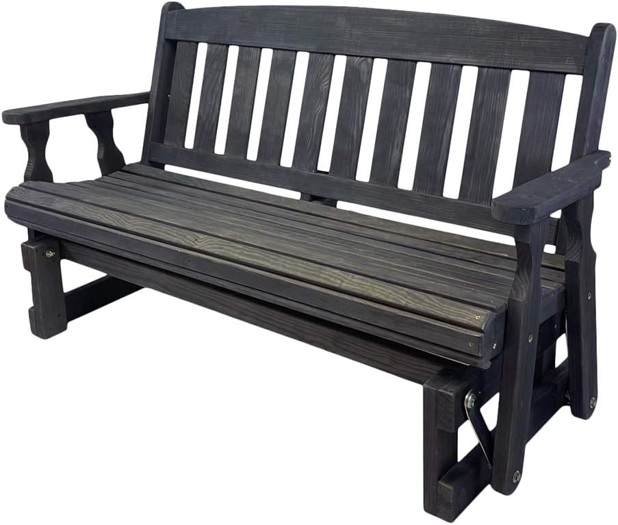 Amish Casual Heavy Duty 800 Lb Mission Pressure Treated Porch Glider (4 Foot, Semi-Solid Black Stain)