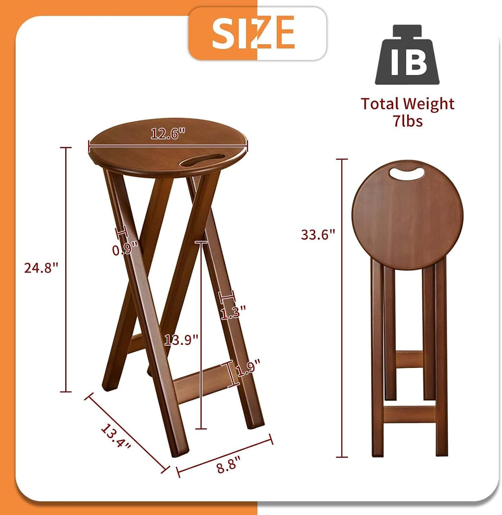 Folding Bar Stool 24.8 Inches Foldable Kitchen Bar Stool for Adults Counter Height Barstools Backless Folding High Stools for Outdoor Kitchen Island with Handle and Chair Cushion (1)