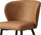 Brown Dining Chairs Set of 6, Modern Dining Chairs with Cushion Seat and Sturdy Metal Legs, Faux Leather Chair for Kitchen, Living Room
