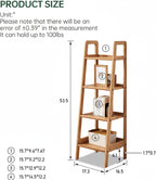 100% Solid Oak 4 Tier Ladder Shelf, Small Bookshelf, Ladder Bookshelf, Bookcase with Stable Frame, Small Table for Living Room Bedroom (Natural,17.32" D x 16.53" W x 53.54" H)