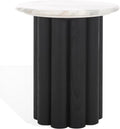 SAFAVIEH Couture Collection - Roxiella Black Solid Wood & Round Marble Top Accent Table, Pedestal Design, Sculptural Modern Side Table (SFV9732B)
