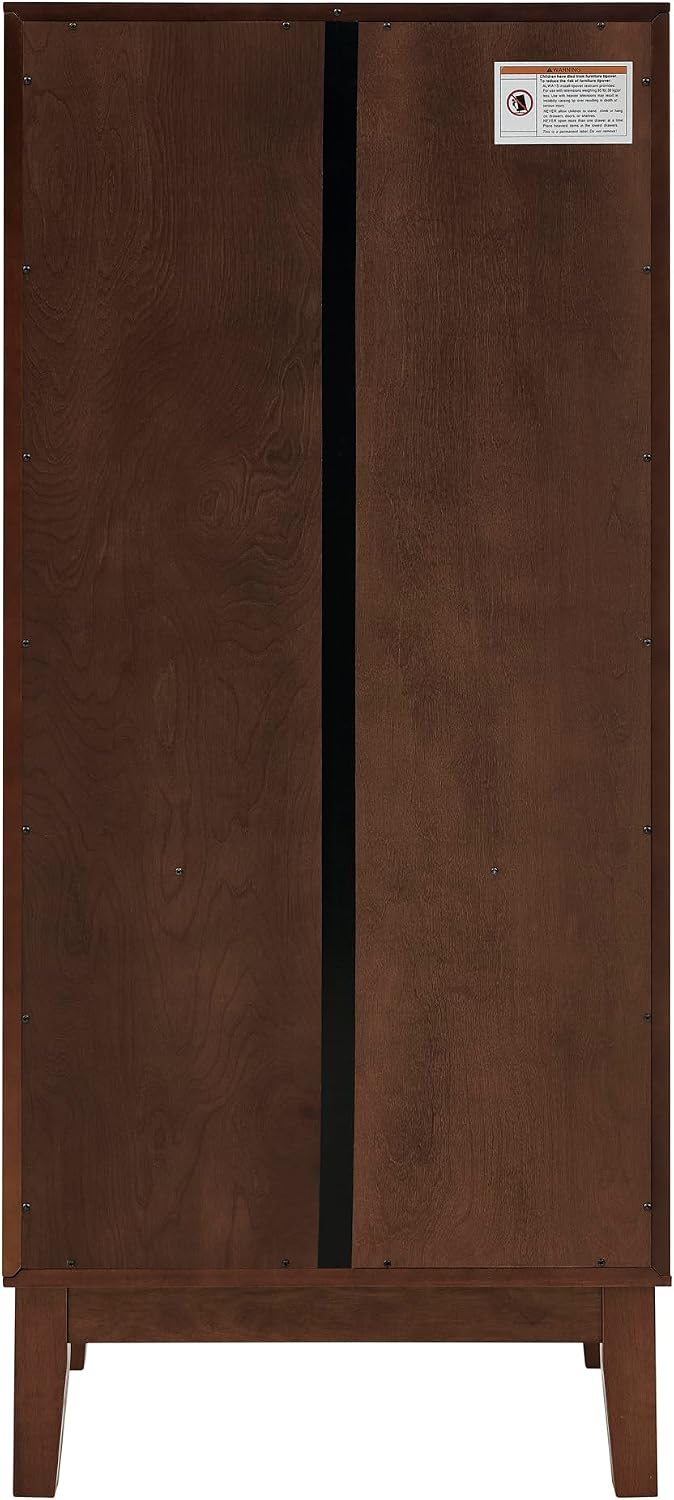 53.5" Tall Kitchen Pantry Cabinet, Mid Century Modern Storage Cabinet with Doors & Drawers, Walnut Sideboard Buffet with Adjustable Shelves for Kitchen, Living Room, Entryway