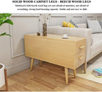 Sofa Side Table with 2 Drawer, Flip Lid Storage Narrow and Long Storage Cabinet, Solid Wood Cabinet Legs, Hydraulic Hinges, Corner Table for Living Room