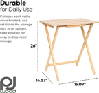 PJ Wood XL Oversize Tray Table, Natural Wood, 5-Pack | 33.2 lb Capacity, Rectangular Shape, Foldable Design, Space-Saving Storage