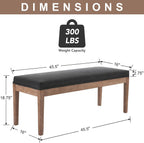 chairus Linen Upholstered Entryway Bench Dining Table Benches Farmhouse Shoe Bench Seat for Hallway Bedroom End of Bed Vintage 45.5" Wooden Leg Benches for Kitchen Restaurant Window, Charcoal