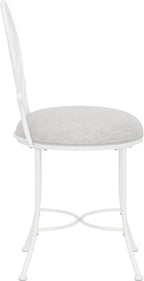 Hillsdale Marsala Metal Vanity Stool with a Circular Geometric Back Design, Off White