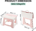 uxcell 9" Folding Step Stool for Adults 275 lbs Capacity Non-Slip Step Stool with Handle Collapsible Foot Stools, Pink Small Stepping Stool for Bathroom, Bedroom, Kitchen