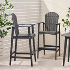 Saiveina Outdoor Acacia Wood Adirondack Barstools, Set of 2, Dark Gray