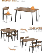 furlinkhm Kitchen Dining Table Set for 4, Modern Rectangular 5 Piece Dining Room Table and Chairs Set, Brown Wooden Metal Table Set for Family Dinner, Party, Afternoon Tea and Work (Curved Moon)