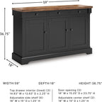 Signature Design by Ashley Wildenauer Buffet Cabinet, Modern Farmhouse Two-Tone Design, Hardwood Solids, Mango Wood Veneer and MDF Substrate, Sideboard Storage for Dining Rooms, Black & Brown, 59" W